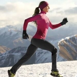 Athleta Twist Pink Floral Qtr Zip Pullover Long Sleeve Active Top Women’s Lg Y2K